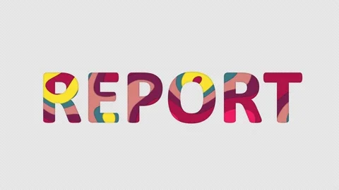 Multi-colored inscription text REPORT with colored spots floating inside. Looped Stock Footage 234189341