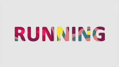 Multi-colored inscription text RUNNING with colored spots floating inside. Video stock 234035176