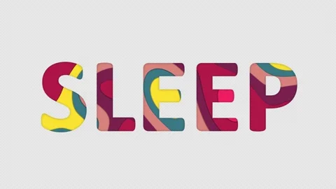 Multi-colored inscription text SLEEP with colored spots floating inside. Looped Stock Footage 234035332