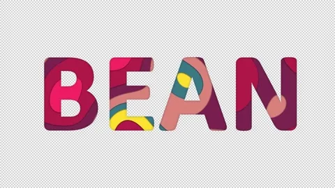 Multi-colored inscription vegetable BEAN with colored spots floating inside. Stock Footage 237610061
