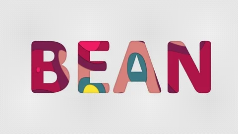 Multi-colored inscription vegetable BEAN with colored spots floating inside. Stock Footage 237610068