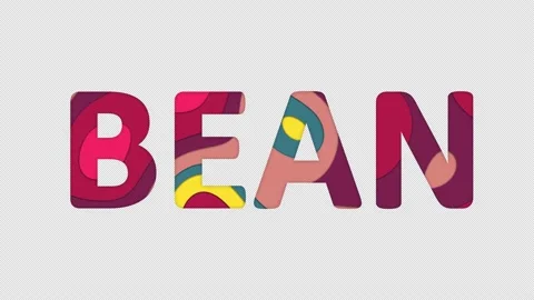 Multi-colored inscription vegetable BEAN with colored spots floating inside. Stock Footage 237610119