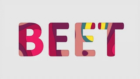 Multi-colored inscription vegetable BEET with colored spots floating inside. Stock Footage 237610148