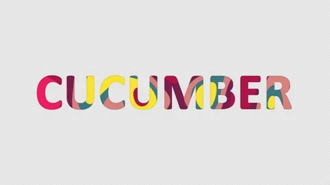 Multi-colored inscription vegetable CUCUMBER with colored spots floating inside. Stock Footage 237610365