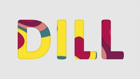 Multi-colored inscription vegetable DILL with colored spots floating inside. Stock Footage 237610431