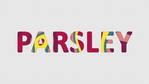 Multi-colored inscription vegetable PARSLEY with colored spots floating inside. Stock Footage 237610899