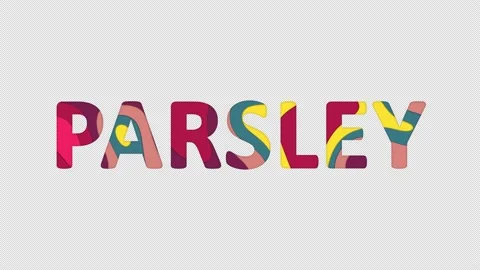 Multi-colored inscription vegetable PARSLEY with colored spots floating inside. Stock Footage 237610904