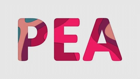 Multi-colored inscription vegetable PEA with colored spots floating inside. Stock Footage 237611065
