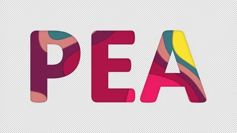 Multi-colored inscription vegetable PEA with colored spots floating inside. Stock Footage 237611083