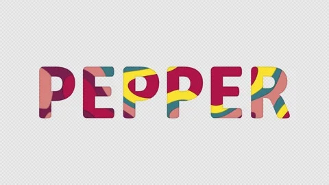 Multi-colored inscription vegetable PEPPER with colored spots floating inside. Stock Footage 237611130