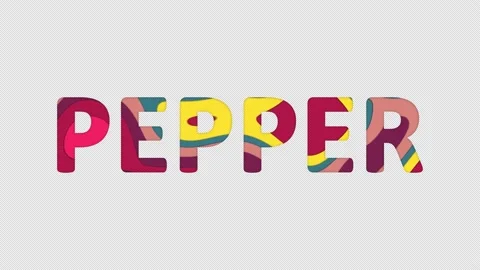 Multi-colored inscription vegetable PEPPER with colored spots floating inside. Stock Footage 237611174