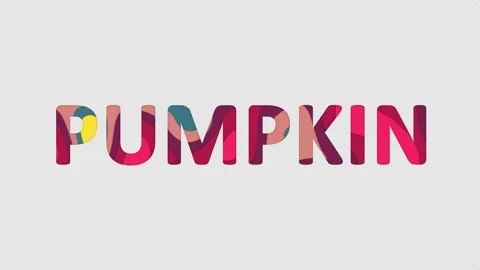 Multi-colored inscription vegetable PUMPKIN with colored spots floating inside. Stock Footage 237611591