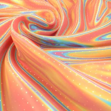 Multi colored iridescent wavy fabric with polka dot glitter pattern 3d render 스톡 일러스트