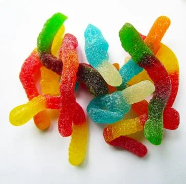 Multi-colored jelly figures collected in one heap Stock Photos