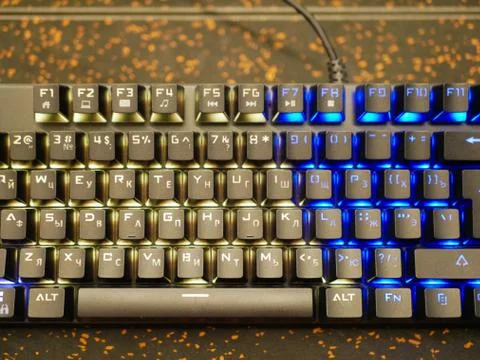 Multi-colored keyboard. mechanical keys. Multi-colored professional gaming me Foto stock
