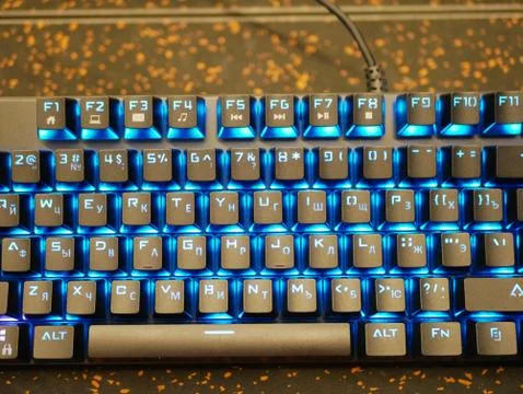 Multi-colored keyboard. mechanical keys. Multi-colored professional gaming me Stock Photos