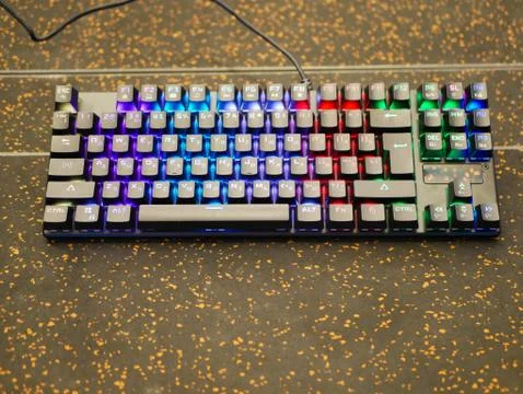 Multi-colored keyboard. mechanical keys. Multi-colored professional gaming me Foto stock