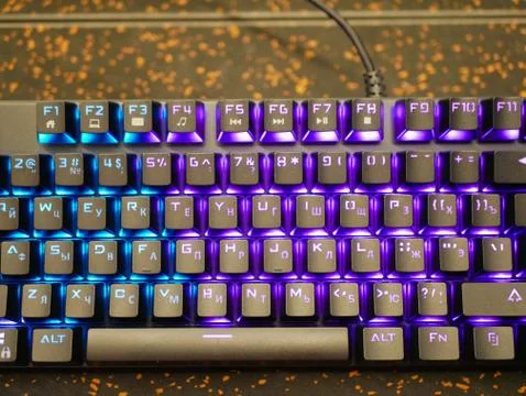 Multi-colored keyboard. mechanical keys. Multi-colored professional gaming me Foto stock