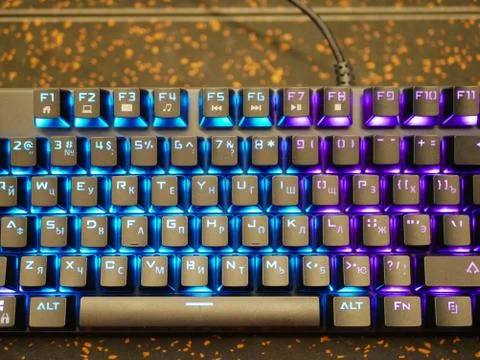 Multi-colored keyboard. mechanical keys. Multi-colored professional gaming me Foto stock