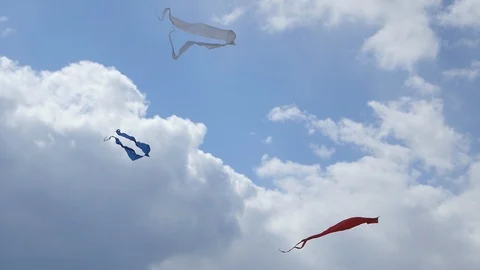 Multi-colored Kites in the air Stock Footage 98142230