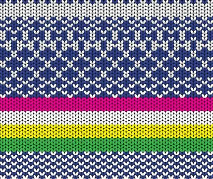 Multi-colored knitted texture with a pattern of different colors Stock Illustration