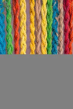 Multi colored knots as a house decoration on the wall of the house in Kashgar Stock Photos
