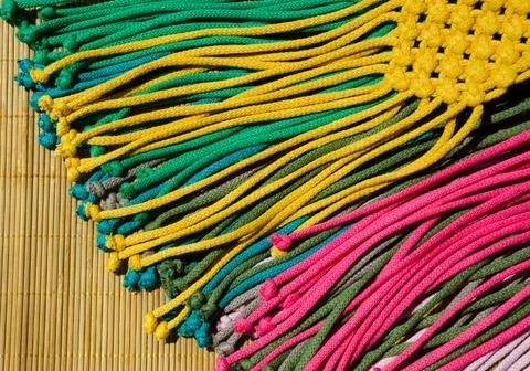 Multi-colored knots on the yarn. Stock Photos