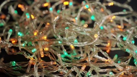 Multi-colored LED lights. Garland for decorating a Christmas tree. Close-up. Stock Footage