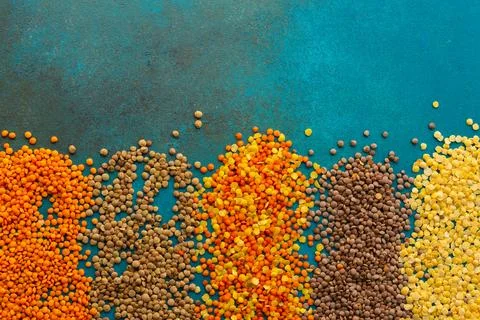 Multi-colored lentils Stock Photos
