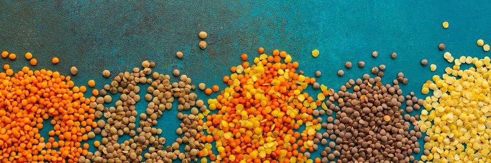 Multi-colored lentils Stock Photos