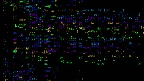 Multi-colored letters on a black screen cannot form a coherent text in any way Stock Footage 163108121