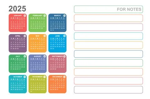 Multi-colored light bright calendar for 2025 year of the snake Stock Illustration