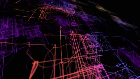 Multi-colored lightning bolts of electric current move smoothly over a dark Video stock 170301411