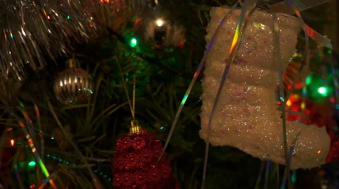 Multi-colored lights on a christmas tree. Close up Stock Footage 45604539