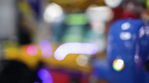 Multi-colored lights of the gaming hall in defocus Video stock 220554110