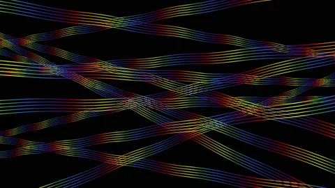 Multi-colored lines and ribbons. Crossed ribbons on a transparent background Stock Footage 146736169