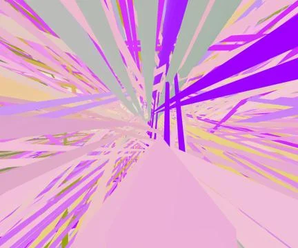 Multi-colored lines going to the horizon, pink spectrum, 3d render Illustrazione stock