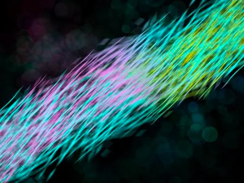 Multi-colored lines in motion on a black background. Abstract background. 库存插图