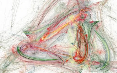 Multi-colored lines on a white background. Chaotic fractals. Stock Illustration