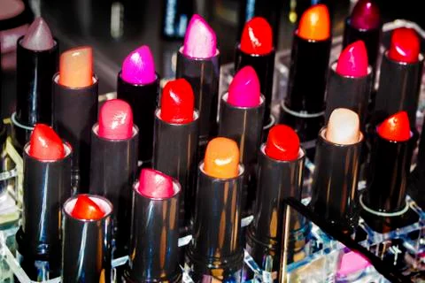 Multi-colored lipsticks Stock Photos