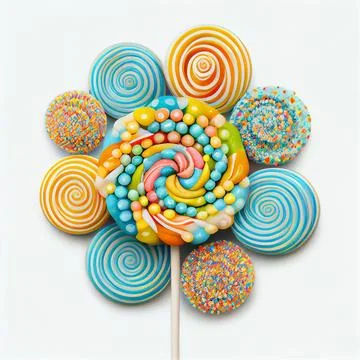 Multi-colored lollipops on a white background. AI generated. Stock Illustration