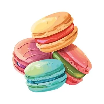Multi colored macaroons stack sweetly Stock Illustration