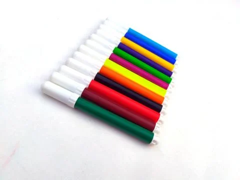 Multi colored marker isolated on white background Foto stock