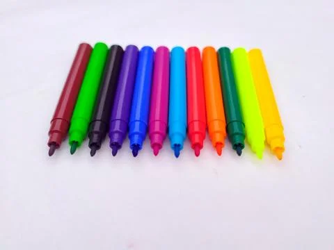 Multi colored marker isolated on white background Foto stock