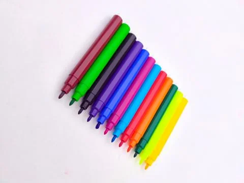 Multi colored marker isolated on white background Stock Photos