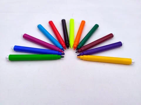 Multi colored marker isolated on white background Stock Photos