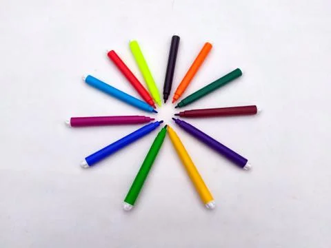 Multi colored marker isolated on white background Stock Photos