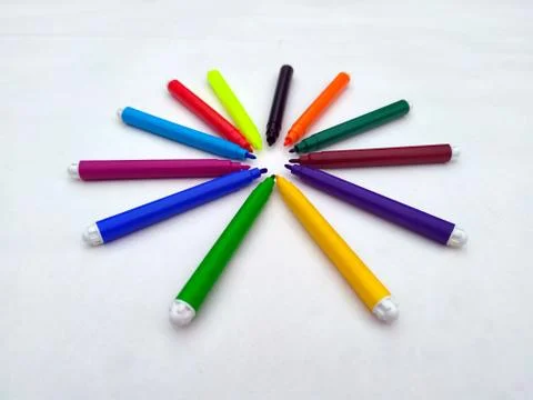 Multi colored marker isolated on white background Stock Photos