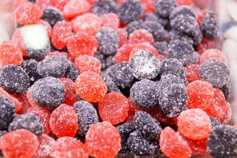 Multi-colored marmalade candy marmalade with berry flavor selective focus Stock Photos