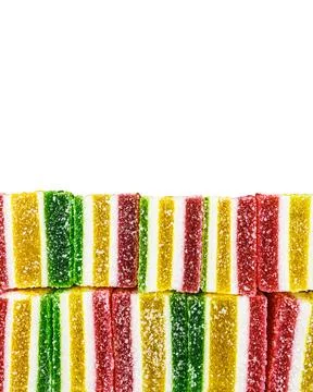 Multi-colored marmalade close-up, on a white background Stock Photos